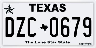 TX license plate DZC0679