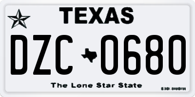 TX license plate DZC0680