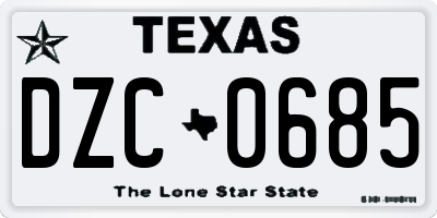 TX license plate DZC0685