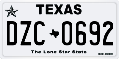 TX license plate DZC0692