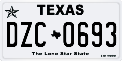 TX license plate DZC0693