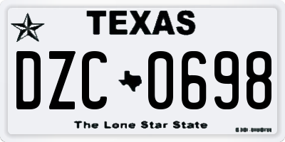 TX license plate DZC0698