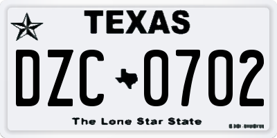 TX license plate DZC0702