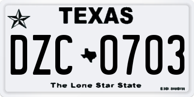 TX license plate DZC0703