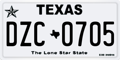 TX license plate DZC0705