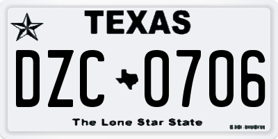 TX license plate DZC0706