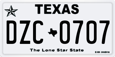 TX license plate DZC0707