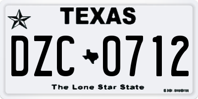 TX license plate DZC0712