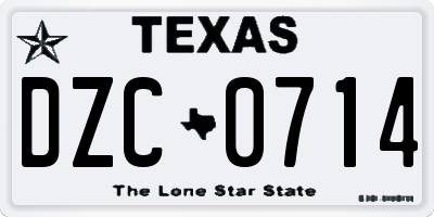 TX license plate DZC0714