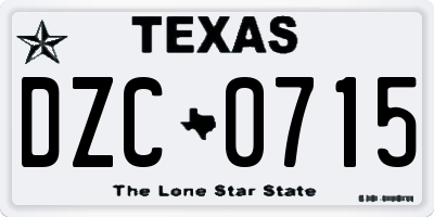 TX license plate DZC0715