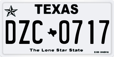 TX license plate DZC0717