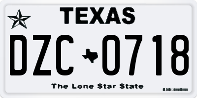 TX license plate DZC0718