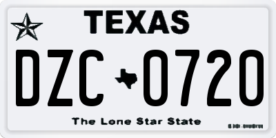 TX license plate DZC0720