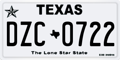 TX license plate DZC0722