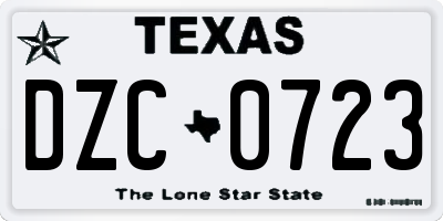 TX license plate DZC0723