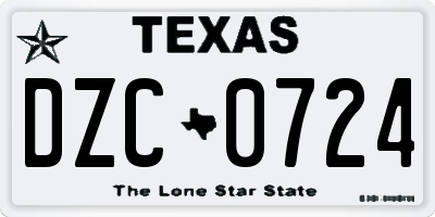 TX license plate DZC0724