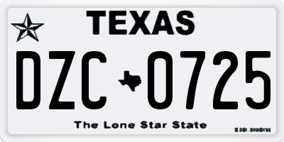 TX license plate DZC0725