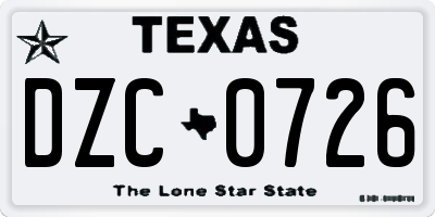 TX license plate DZC0726