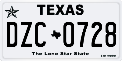 TX license plate DZC0728