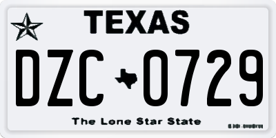 TX license plate DZC0729