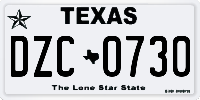 TX license plate DZC0730