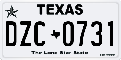 TX license plate DZC0731