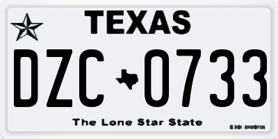 TX license plate DZC0733