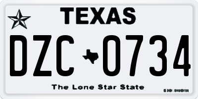 TX license plate DZC0734