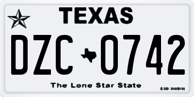 TX license plate DZC0742