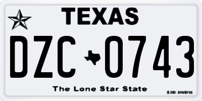 TX license plate DZC0743