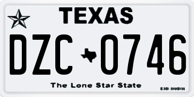 TX license plate DZC0746