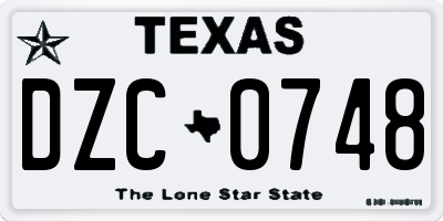 TX license plate DZC0748