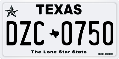 TX license plate DZC0750