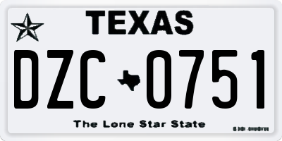TX license plate DZC0751