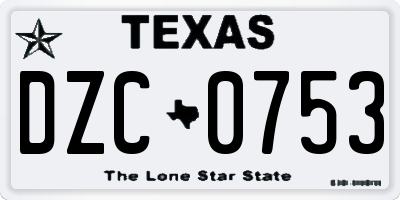 TX license plate DZC0753