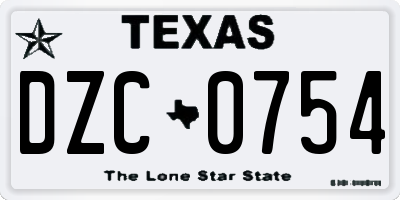TX license plate DZC0754