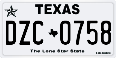 TX license plate DZC0758