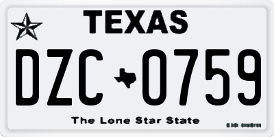 TX license plate DZC0759