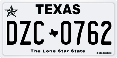 TX license plate DZC0762