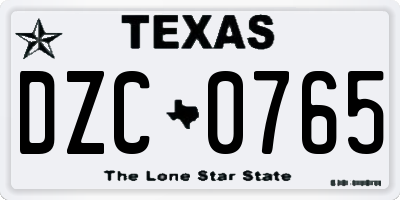 TX license plate DZC0765
