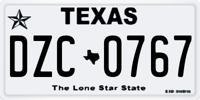 TX license plate DZC0767