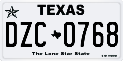 TX license plate DZC0768