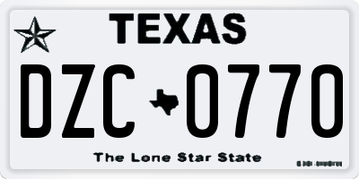 TX license plate DZC0770