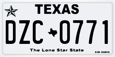 TX license plate DZC0771