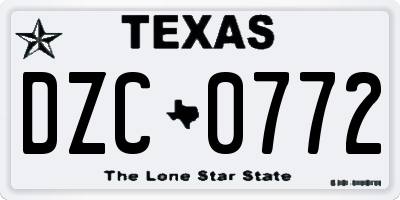 TX license plate DZC0772