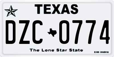 TX license plate DZC0774