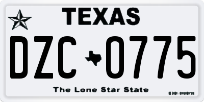 TX license plate DZC0775