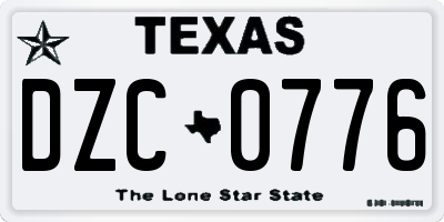 TX license plate DZC0776