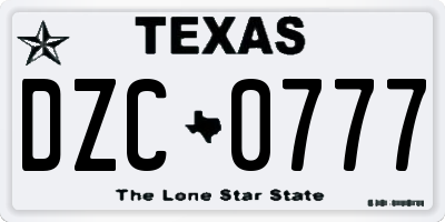 TX license plate DZC0777