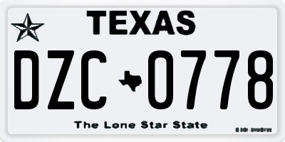TX license plate DZC0778